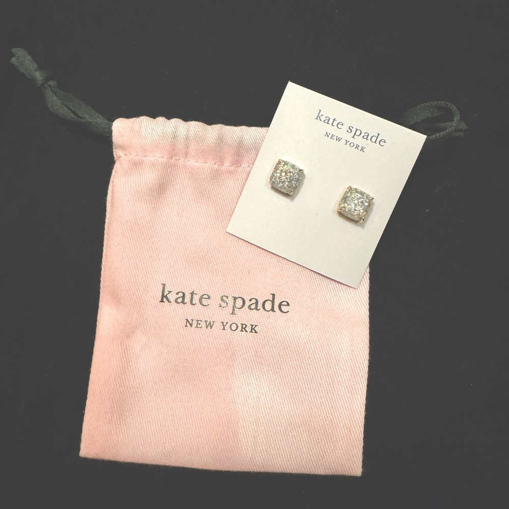 Kate Spade Mini Small Opal Glitter Stud Earrings NWT
